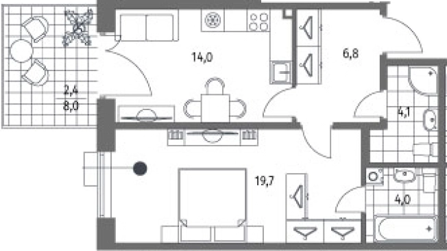. Вариант № 7265939, 0, площадь - 48.6 квм, цена 20471000 рублей