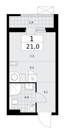 Купить однокомнатную квартиру в ЖК Бунинские кварталы в Москве. Вариант № 489450, 0, площадь -  квм, цена 9239790 рублей