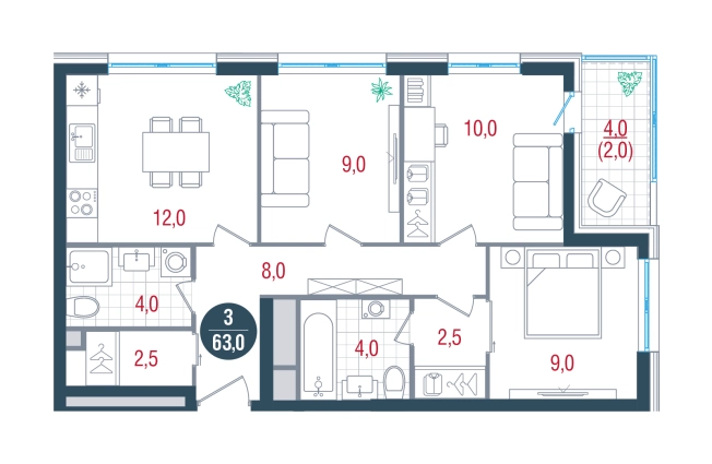 Купить квартиру в новостройках в районе Царицыно в Москве. Вариант № 8949201, 0, площадь -  квм, цена 20917547 рублей