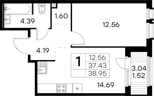 Купить однокомнатную квартиру в новостройках в районе Выборгский в Санкт-Петербурге. Вариант № 4807241, 0, площадь -  квм, цена 8069999 рублей