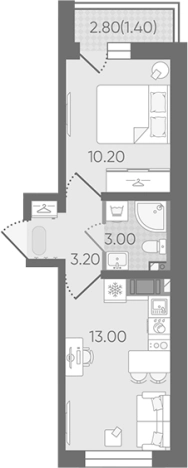 . Вариант № 8093572, 0, площадь - 29.4 квм, цена 5922870 рублей