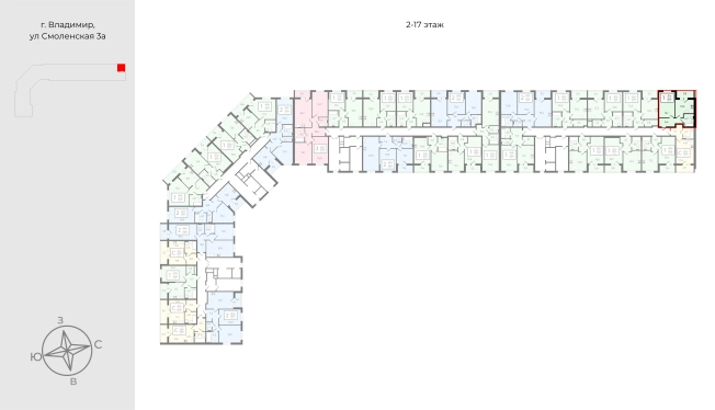 Купить квартиру в новостройках в ЖК "Смоленская 3А" в смарт-квартале VERIZINO life в Владимире. Вариант № 145779, 1, площадь - квм, цена 4227975 рублей