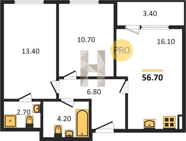 Купить двухкомнатную квартиру в новостройках на улице Охотная в Ижевске. Вариант № 76897, 0, площадь -  квм, цена 4334148 рублей