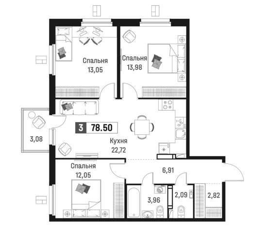 Купить многокомнатную квартиру в Ленинградской области. Вариант № 6867674, 0, площадь -  квм, цена 14595672 рублей