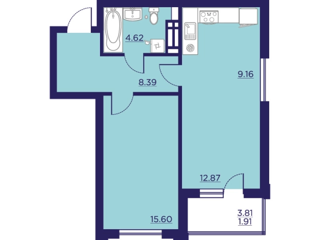 Купить однокомнатную квартиру в ЖК Городские Сады в Воронеже. Вариант № 103211, 0, площадь -  квм, цена 8423765 рублей