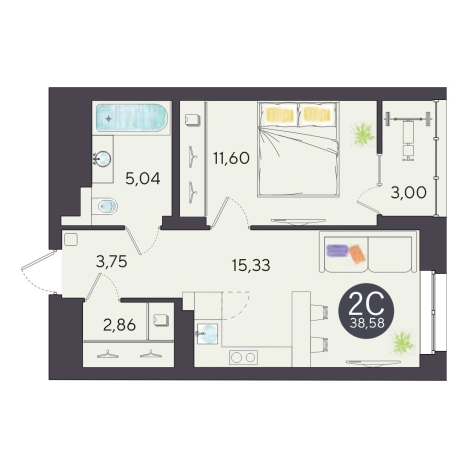 Купить двухкомнатную квартиру в Микрорайоне Лесоперевалка, Ленинский район в Новосибирске. Вариант № 9930232, 0, площадь -  квм, цена 7609000 рублей