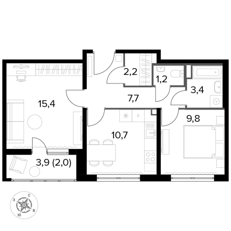 . Вариант № 9838462, 0, площадь - 53 квм, цена 13705800 рублей