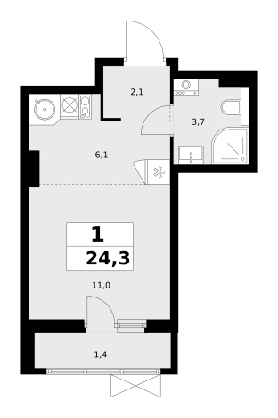 Купить однокомнатную квартиру у метро Потапово в Москве. Вариант № 99650, 0, площадь -  квм, цена 10533564 рублей