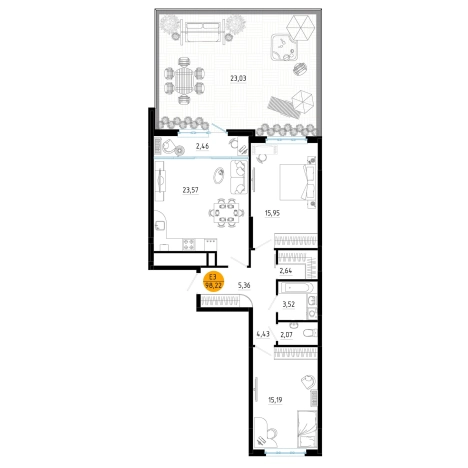 Купить двухкомнатную квартиру в ЖК Смарт квартал «Центральный» в Рязани. Вариант № 153949, 0, площадь -  квм, цена 9342964 рублей