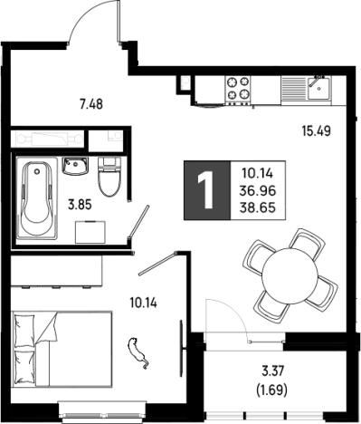 Купить двухкомнатную квартиру в ЖК Имена в Ленинградской области. Вариант № 6642391, 0, площадь -  квм, цена 5063150 рублей