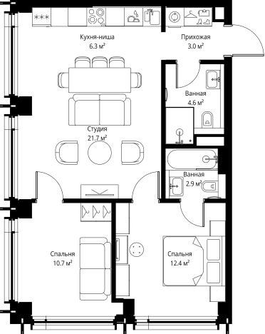 Купить двухкомнатную квартиру у метро Дмитровская в Москве. Вариант № 141440, 0, площадь -  квм, цена 39424000 рублей