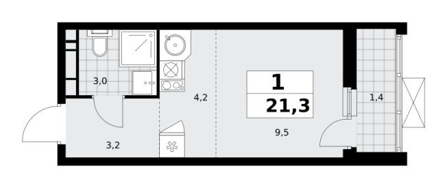 Купить однокомнатную квартиру в ЖК Скандинавия в Москве. Вариант № 1006968, 0, площадь -  квм, цена 9049518 рублей