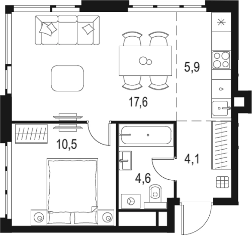 Купить двухкомнатную квартиру в районе Очаково-Матвеевское в Москве. Вариант № 202899, 0, площадь -  квм, цена 19979406 рублей