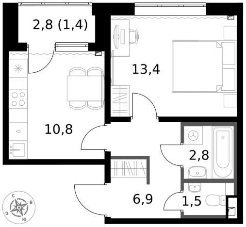 Купить однокомнатную квартиру в Микрорайоне Клязьма-Старбеево, Химки в Химках. Вариант № 9712257, 0, площадь -  квм, цена 8986560 рублей