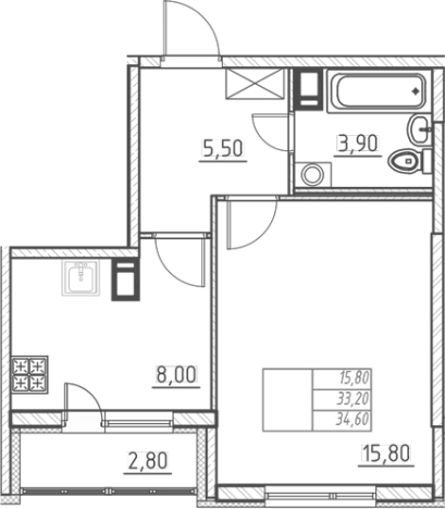 Купить однокомнатную квартиру в ЖК Огоньки в Всеволожске. Вариант № 7254771, 0, площадь -  квм, цена 4884000 рублей