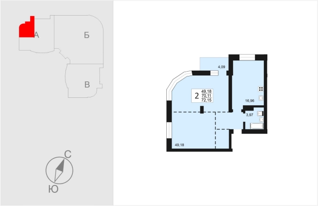 Купить двухкомнатную квартиру в ЖК Отражение в Владимире. Вариант № 1054994, 0, площадь -  квм, цена 9307350 рублей