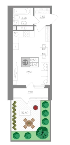 Купить Студию в Тульской области. Вариант № 72942, 0, площадь -  квм, цена 3244726 рублей