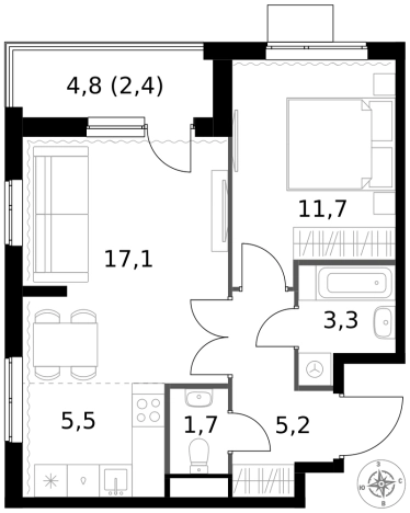 Купить двухкомнатную квартиру в новостройках в районе Гольяново в Москве. Вариант № 9714948, 0, площадь -  квм, цена 19613580 рублей