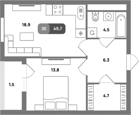 Купить двухкомнатную квартиру в районе Рязанский в Москве. Вариант № 111459, 0, площадь -  квм, цена 16993225 рублей