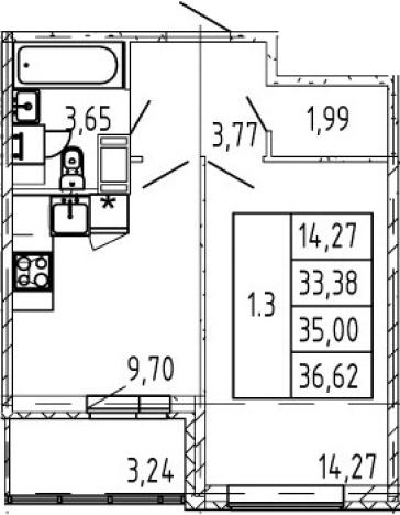 Купить однокомнатную квартиру в новостройках в ЖК Полис ЛАВрики в Мурине. Вариант № 137269, 0, площадь -  квм, цена 7390888 рублей