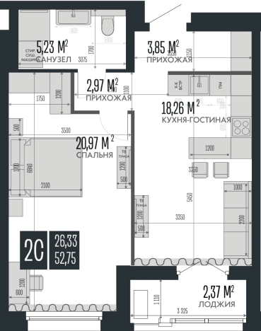 Купить двухкомнатную квартиру в Микрорайоне ВРЗ, Барнаул в Барнауле. Вариант № 9859622, 0, площадь -  квм, цена 13663235 рублей