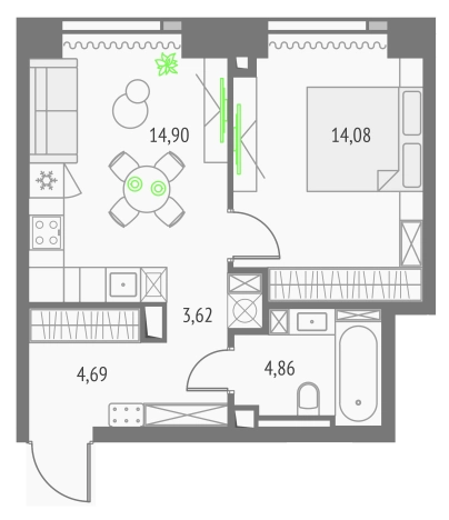Купить однокомнатную квартиру у метро Бутырская  в Москве. Вариант № 151141, 0, площадь -  квм, цена 24289470 рублей