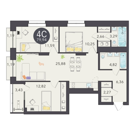 Купить четырехкомнатную квартиру в новостройках в Новосибирской области. Вариант № 9931490, 0, площадь -  квм, цена 13320000 рублей