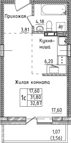 Купить Студию в Лобне. Вариант № 128685, 0, площадь -  квм, цена 4842689 рублей