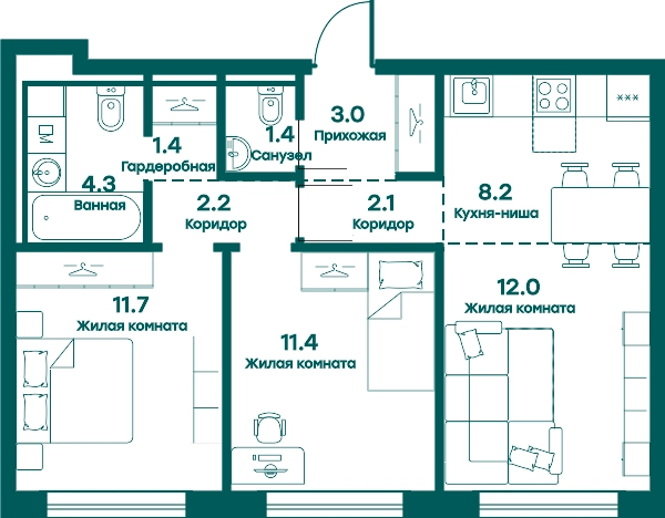 Купить трехкомнатную квартиру в Одинцове. Вариант № 144856, 0, площадь -  квм, цена 11524969 рублей