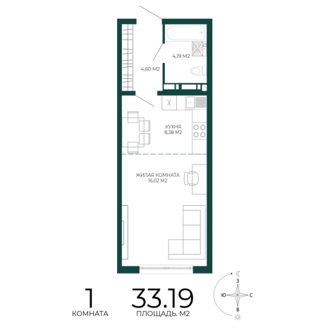 Купить однокомнатную квартиру в ЖК Жилой комплекс "Чаадаев" в Пензе. Вариант № 5388756, 0, площадь -  квм, цена 3053480 рублей