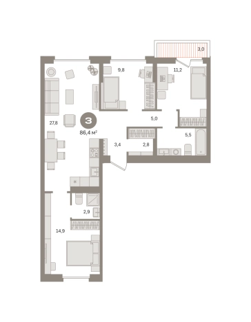 Купить трехкомнатную квартиру у метро Домодедовская в Видном. Вариант № 8615582, 0, площадь -  квм, цена 16320000 рублей