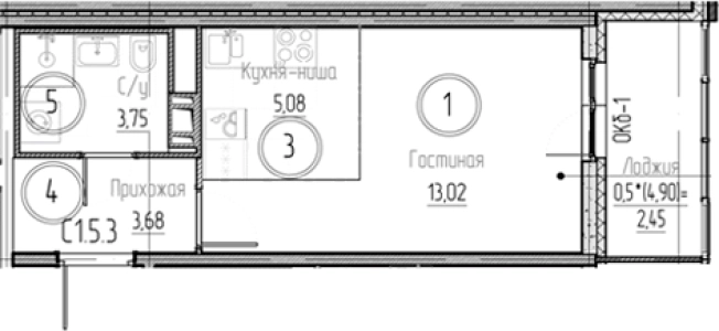 . Вариант № 8931018, 0, площадь - 25.53 квм, цена 4271366 рублей