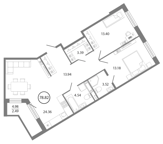 Купить трехкомнатную квартиру в ЖК Энфилд в Ленинградской области. Вариант № 7830822, 0, площадь - квм, цена 13584627 рублей