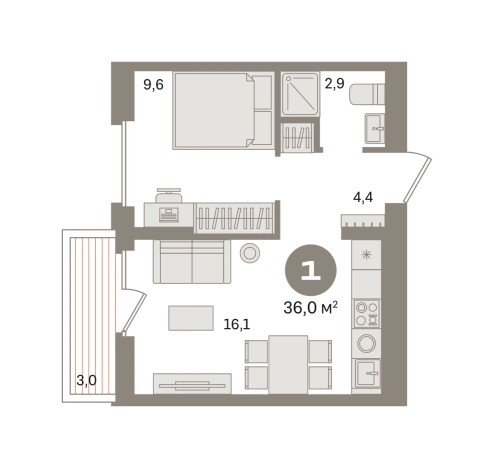 . Вариант № 8538576, 0, площадь - 36.01 квм, цена 7930000 рублей
