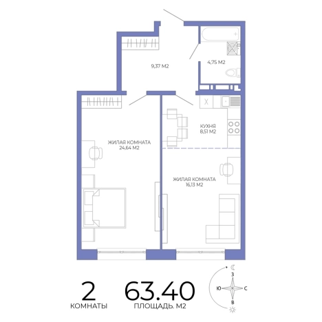Купить двухкомнатную квартиру на улице Побочинская в Пензе. Вариант № 127330, 0, площадь - квм, цена 5515800 рублей