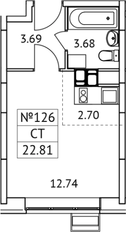Купить Студию в Микрорайоне Птицефабрика, посёлок городского типа Томилино в Московской области. Вариант № 126456, 0, площадь -  квм, цена 5119361 рублей