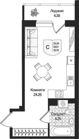 Купить квартиру в новостройках у метро Парнас в Ленинградской области. Вариант № 9314033, 0, площадь -  квм, цена 6701063 рублей