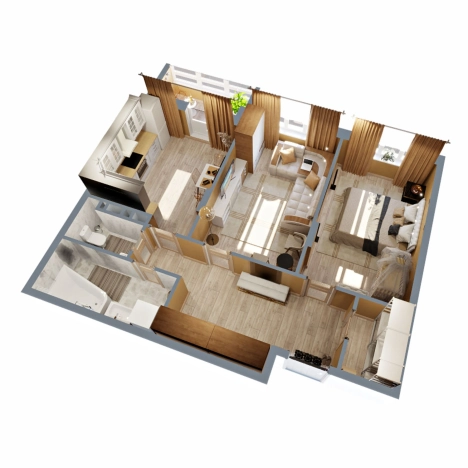 Купить двухкомнатную квартиру в ЖК "Чайковский" в Коврове. Вариант № 9232780, 4, площадь -  квм, цена 6086850 рублей