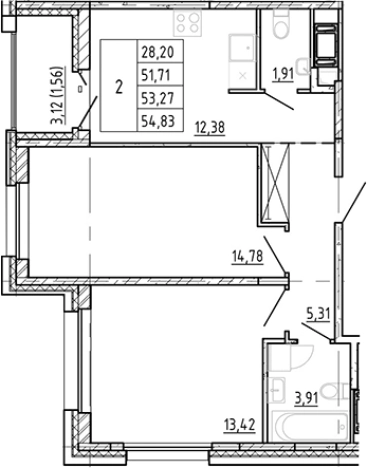 Купить двухкомнатную квартиру в ЖК Полис Новоселье в Ленинградской области. Вариант № 124465, 0, площадь -  квм, цена 9505888 рублей