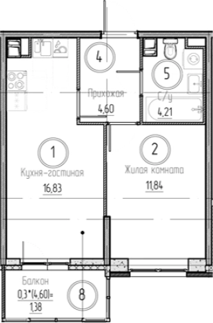 . Вариант № 8931137, 0, площадь - 37.48 квм, цена 6017138 рублей