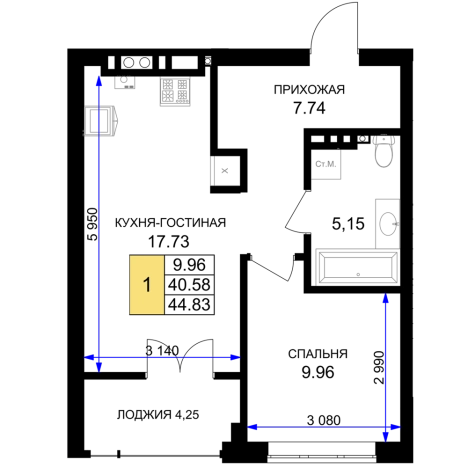 Купить квартиру в новостройках на улице Горького в Калининграде. Вариант № 103566, 0, площадь -  квм, цена 5558920 рублей