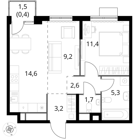 Купить двухкомнатную квартиру в ЖК 1-й Химкинский в Химках. Вариант № 10039230, 0, площадь -  квм, цена 12666280 рублей