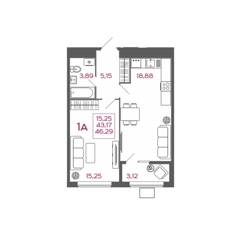 Купить однокомнатную квартиру в новостройках в районе Железнодорожный в Пензе. Вариант № 151592, 0, площадь -  квм, цена 4212390 рублей