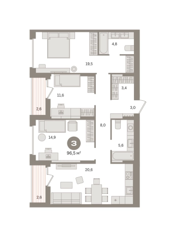 Купить трехкомнатную квартиру у метро Домодедовская в Видном. Вариант № 8615677, 0, площадь -  квм, цена 15170000 рублей