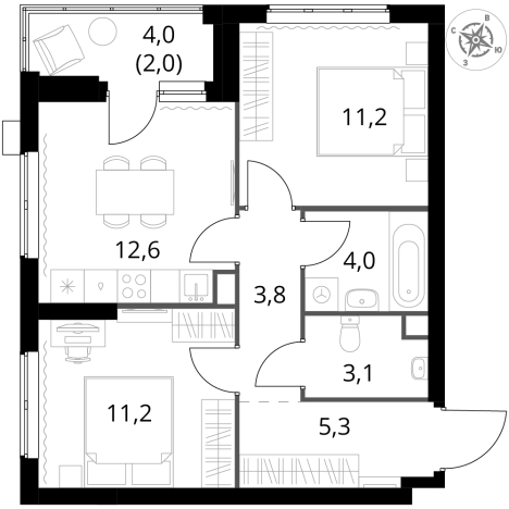 Купить двухкомнатную квартиру у метро Щелковская в Москве. Вариант № 3570660, 0, площадь -  квм, цена 25227440 рублей
