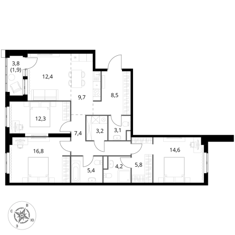 Купить квартиру в ЖК 1-й Измайловский в Москве. Вариант № 3574481, 0, площадь - квм, цена 42130530 рублей