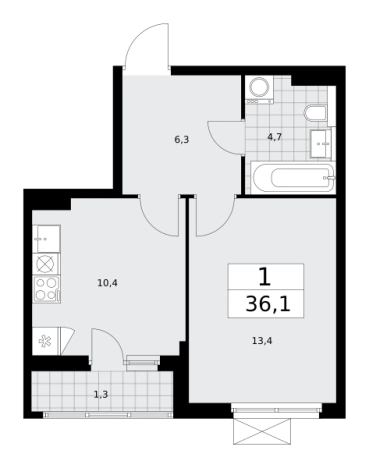 Купить однокомнатную квартиру в новостройках у метро Бунинская аллея в Москве. Вариант № 489878, 0, площадь -  квм, цена 13690564 рублей