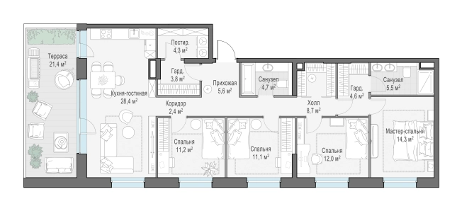 Купить четырехкомнатную квартиру в новостройках у метро Автозаводская в Москве. Вариант № 9534381, 0, площадь -  квм, цена 93840000 рублей