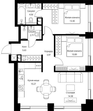 Купить двухкомнатную квартиру у метро Мякинино в Москве. Вариант № 150179, 0, площадь -  квм, цена 28305568 рублей