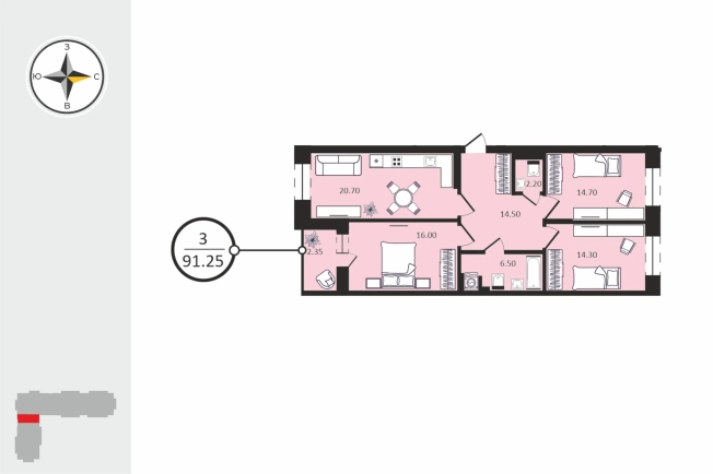 Купить трехкомнатную квартиру в ЖК Соколиный Парк в Владимире. Вариант № 124992, 0, площадь -  квм, цена 9696875 рублей